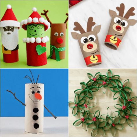 Toilet Paper Roll Christmas Crafts - 24 Easy and Fun Ideas Christmas Room Decor Ideas Diy, Toilet Paper Roll Christmas, Christmas Room Decor Ideas, Paper Roll Christmas, Homemade Mod Podge, Room Decor Ideas Diy, Time Craft, Salt Art, Roll Craft