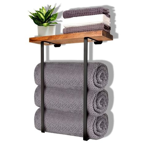 Towel Storage Rack Wood Wall Mounted Metal Toilet Towel Holder Stone House Bathroom, Diy Lounge Chair, Dark Wood Vanity, Schluter Shower, Wooden Bathroom Storage, Toilet Closet, Metal Towel Racks, Replace Toilet, Bathroom Towel Storage