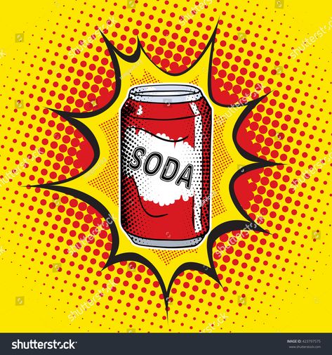 Drink soda fast food vector illustration in pop art retro style. Menu comic style. Easy for edit. #Ad , #Ad, #vector#illustration#pop#food Pop Art Food, Food Vector, Pop Art Retro, Botanical Floral Art, Mc Donald, Art Deco Boho, Comic Style, Abstract Line Art, Mirror Art