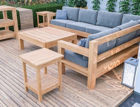 DIY Patio Furniture Sofa Set Plans, Patio Bench Set Plans, Sectional Sofa Plans, Garden Bench Plans, Easy Build, PDF File Instant Download - Etsy Homemade Sectional Couch, Diy Modern Outdoor Furniture, Back Deck Furniture Layout, 12x12 Deck Furniture Layout, Homemade Patio Furniture, Diy Garden Sofa, Outdoor Patio Seating Ideas, Large Deck Furniture Layout, Deck Furniture Layout Ideas