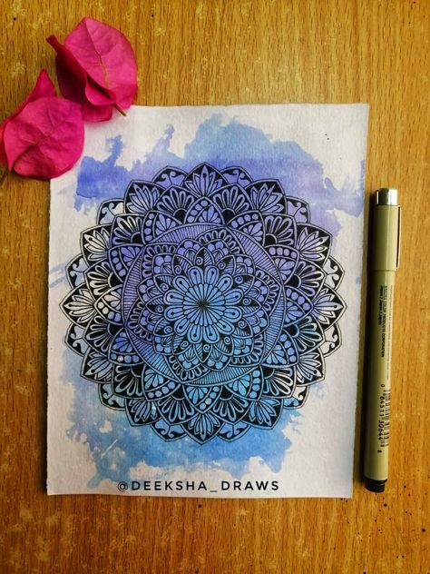 Watercolor Background Mandala, Mandala Art With Colour Pens, Mandala Mood Board, Mandala Watercolor Painting, Watercolor Mandala Art, Small Mandala, Mandala Sketch, Abstract Watercolor Background, Mandala Book