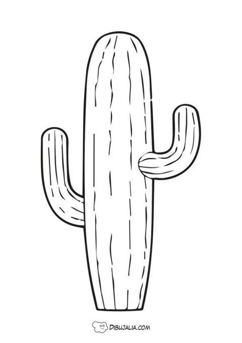 Dibujo de un cactus del desierto para colorear. Dibuja espinas y alguna flor para que quede perfecto. ¿Te atreves a dibujar un fondo para ubicarlo en el desierto? Diy Pinata, Peace Gesture, Cactus, Cowboy, Art