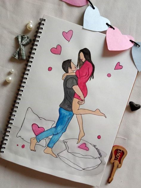 Cute Couple Drawings Easy Valentines Day, Romantic Artwork Couple Sketch, Couple Sketch Romantic Drawings Of Couples Sketches, Mini Couple Drawing, Cute Couple Drawings Aesthetic Easy, Marriage Drawing Couple, Couples Easy Drawing, Valentines Day Sketches Easy, Cute Couple Sketch Romantic