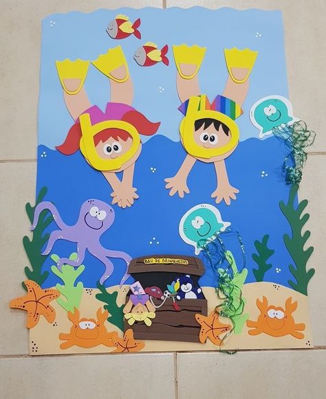 Sea Decoration Ideas Ocean Themes, Under The Sea Bulletin Board Ideas, Ocean Theme Preschool, Under The Sea Crafts, Under The Sea Decorations, Ocean Theme Classroom, Preschool Decor, School Board Decoration, Sea Crafts