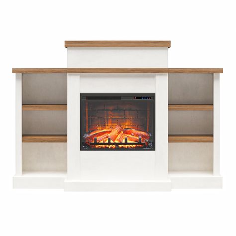 PRICES MAY VARY. FIREPLACE AMBIANCE MADE EASY: Get a fireplace effect without all of the maintenance with the Ameriwood Home Gateswood Electric Fireplace with Mantel and Bookcase VERSATILE DESIGN AND ADJUSTABLE SHELVING: Made of laminated MDF and particleboard, the two-toned woodgrain finish gives an updated, modern aesthetic; Adjustable shelving allows you to customize bookcase AMPLE STORAGE AND DISPLAY SPACE: 3 tiered Fireplace features 2 bookcases with 3 shelves each on either side of the fir Walnut Shelving, Fireplace With Mantel, White Electric Fireplace, Fireplace Bookcase, Electric Fireplace With Mantel, White Mantel, Plaster Finish, Electric Fireplace Insert, Laminated Mdf