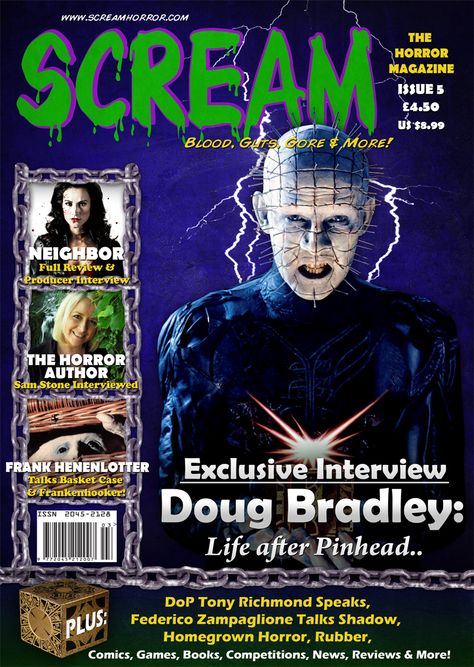 Scream #005 Horror Magazine Covers, Doug Bradley, Horror Magazine, American Mary, Texas Chainsaw, Basket Case, Famous Monsters, Horror Books, Sci Fi Horror