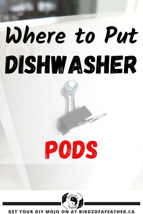 Where to put dishwasher pods can be a challenge. Today we have an easy dishwasher tab dispenser that solves my biggest pet peeves about packaging!  Birdz of a Feather | dishwasher pods | dishwasher pods storage | dishwasher pods diy | dishwasher tabs storage | dishwasher tabs organization | dishwasher pods organization | household hacks | dishwasher detergent storage | dishwasher detergent pod storage | dishwasher tab storage | dishwasher pod storage Dishwasher Detergent Storage, Dishwasher Tablet Storage, Dishwasher Tablets Storage, Dishwasher Pod Storage, Dishwasher Pods Diy, Dishwasher Pods Storage, Detergent Storage, Dishwasher Tabs, Pod Storage