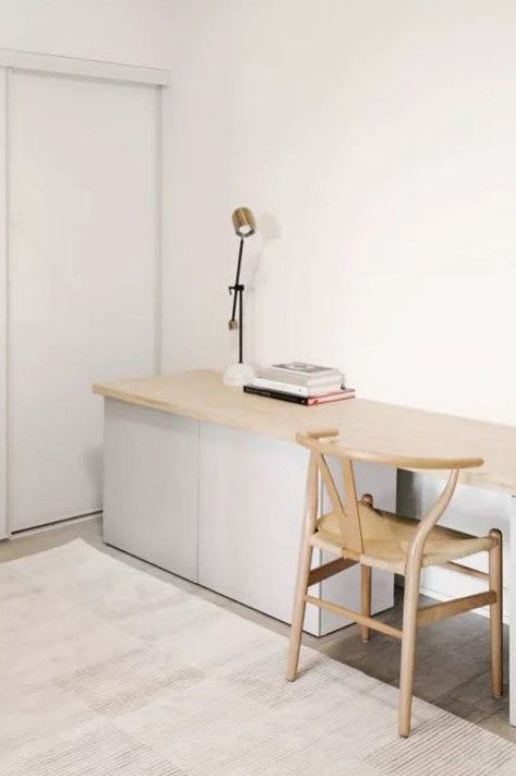 Ikea Big Desk, Ikea Desk And Tv Unit, Dresser And Work Desk, Bedroom Desk Storage, Writing Desk Storage Ideas, Ikea Besta Office Desk, Ikea Hack Workspace, Ivar Cabinet Desk Hack, Ikea Desk With Storage