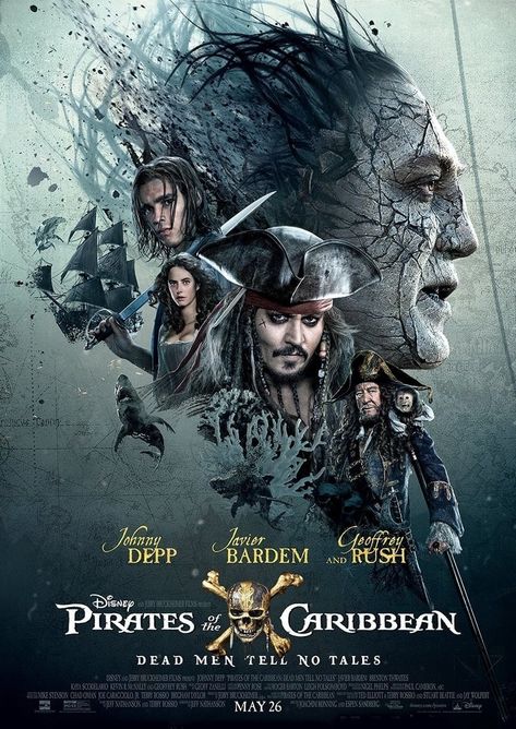 Pirates of the Caribbean: Dead Men Tell No Tales (2017/ Dead Men Tell No Tales, جوني ديب, Disney Movie Posters, New Movie Posters, The Black Pearl, Javier Bardem, Images Disney, Kaya Scodelario, The Lone Ranger