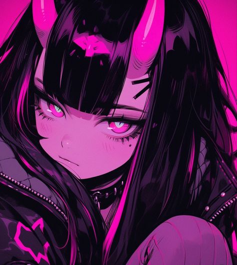 Succubus Aesthetic Pink, Pink Discord Pfp, Pink Succubus, Cute Emotes, Anime Goth, Anime Pfps, Cute Profile Pictures, 영감을 주는 캐릭터, Dark Anime