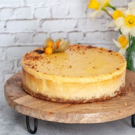 Baked Passion Fruit Cheesecake - Easy Recipe - Keesha's Kitchen Passion Fruit Cheesecake, Passionfruit Cheesecake, Fruit Cheesecake, Passionfruit Recipes, Springform Pan Cake, Coffee Cheesecake, Mango Cheesecake, Fruit Toppings, Easy Cheesecake Recipes