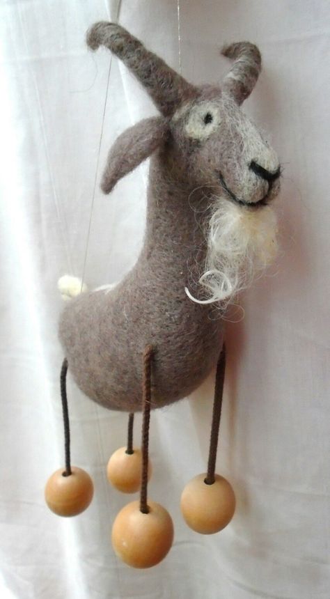 Goat puppet - needle felted - S.Shaw Goat Puppet, Sheep Felt, Three Billy Goats Gruff, Glove Puppets, Goat Art, Sock Puppets, Needle Felting Diy, Needle Felted Christmas, Needle Felting Projects