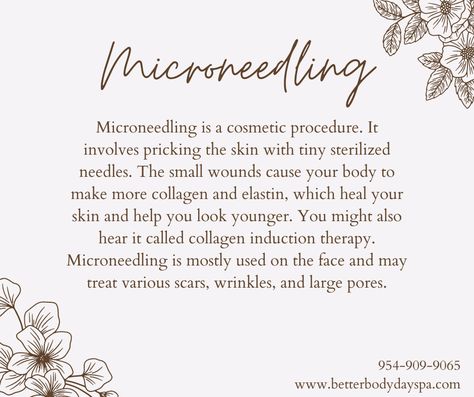 Med Spa Marketing Ideas, Microneedling Aesthetic, Medspa Marketing, Esthetician In Progress, Microneedling After Care Instructions, Esthetician Quotes Skin Care, Microneedling Promotion, Esthetician Facts Skincare, Med Spa Marketing