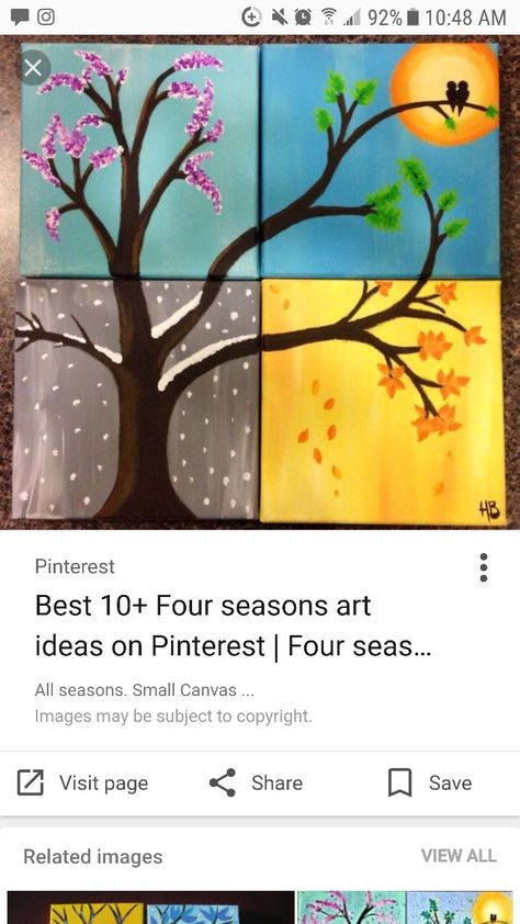 Four seasons painting 4 Season Painting Canvases, 4 Seasons Art Artworks, Four Seasons Acrylic Painting, Four Seasons Painting Easy, Four Seasons Watercolor Painting, Four Seasons Painting, Four Seasons Art, Flower Art Drawing, Simple Canvas Paintings