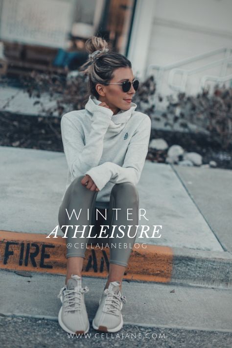 everyday athleisure wear - comfy style - workout outfit - cold weather gear Cold Weather Yoga Outfits, Cold Weather Athleisure, Cold Weather Athletic Outfits, Gym Outfit Winter Workout Clothing, Long Boots Outfit Winter Knee Highs, Winter Yoga Outfit, Winter Tennis Outfits, Retro Winter Outfits, Active Wear Outfits Winter