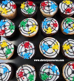 Paintball Cupcakes, Paintball Cake, Paintball Birthday Party, Paintball Birthday, Making Cupcakes, Paintball Party, Laser Tag Birthday Party, Laser Tag Party, Laser Tag Birthday