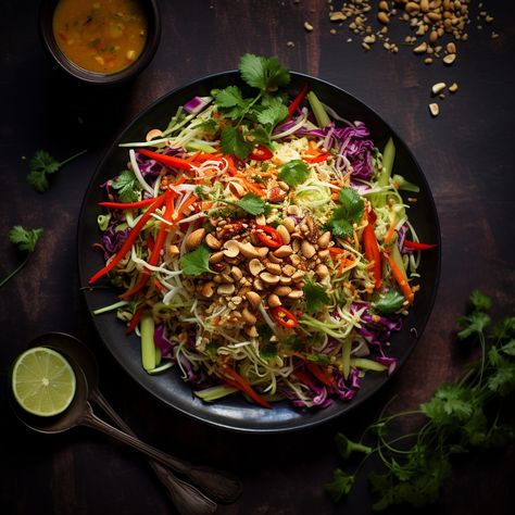 Spring Roll Salad with Spicy Peanut Ginger Dressing Peanut Ginger Dressing, Spring Roll Salad, Low Sugar Diet Recipes, The Perfect Salad, Spring Salad Recipes, Perfect Salad, Heart Healthy Eating, Superfood Salad, Ginger Dressing