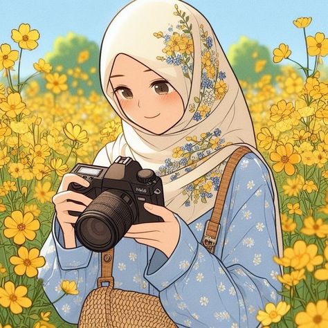 Hijab Girl Cartoon, Islamic Anime, Anime Muslim, Hijab Cartoon, Cute Cartoon Drawings, Anime Artwork Wallpaper, Dreamy Art, Watercolor Drawing, Animated Cartoons