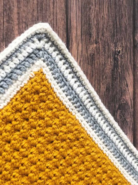 Crochet Blanket Borders Simple, Edging For Knitted Blanket, Half Double Crochet Blanket Border, Crochet Granny Square Blanket Borders, Thick Crochet Blanket Border, Crochet Border Patterns Free Simple, Adding Border To Crochet Blanket, How To Crochet A Border On A Blanket, Double Crochet Blanket Border