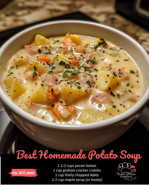 Indulge in the ultimate comfort food with this delicious homemade Potato Soup recipe. Creamy, hearty, and full of flavor, this soup is perfect for a cozy night in or as a crowd-pleasing dish at your next gathering. Serve with a side of crusty bread for the ultimate comfort meal. #PotatoSoup #HomemadeSoup #ComfortFood #SoupRecipe California Dreaming Potato Soup, Homemade Creamy Potato Soup, Old Fashioned Potato Soup Recipe, Best Homemade Potato Soup, Rustic Potato Soup, Homemade Potato Soup Easy, Ultimate Potato Soup, Old Fashioned Potato Soup, Potato Cheddar Soup