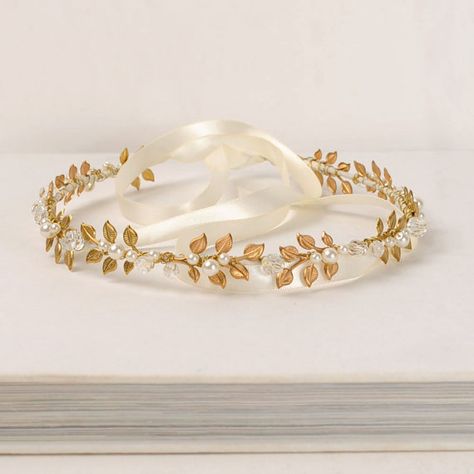 Gold Bridal Headband, Headband Beaded, Leaf Tiara, Gold Leaf Crown, Bridal Hair Decorations, Leaf Headpiece, Leaf Crown, Hair Adornments, Gold Headband