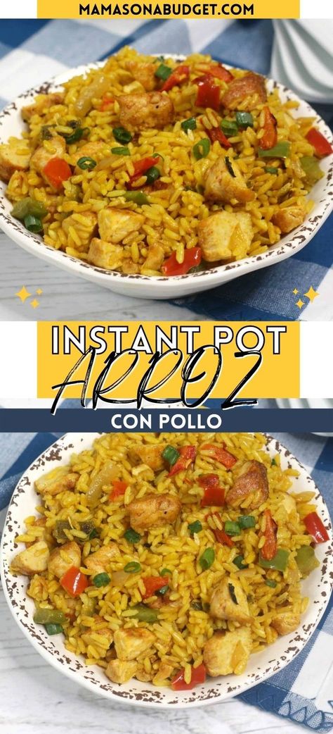 This Instant Pot Arroz Con Pollo is one of my favorite Instant Pot dinner ideas. If you are looking for a quick and easy, budget-friendly mexican inspired dish, look no further than this recipe. Spanish Chicken And Rice Instant Pot, Instant Pot Pollo Guisado, Instant Pot Arroz Con Pollo, Chicken And Rice Instant Pot Recipes, Arroz Con Pollo Instant Pot, Chicken And Rice Instant Pot, Instant Pot Dinner Ideas, Instant Pot Chicken And Rice, Instant Pot Dinner