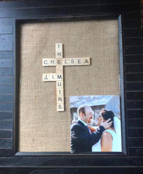 Scrabble blocks wedding idea Wedding Idea, Wedding Gift, Wedding Gifts, Wedding Party, Shower, Gifts