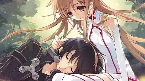 Love watching him sleep - Asuna with Kirito from SAO Kirito Asuna, Maid Sama, An Anime, Anime Background, Cute Anime Couples, Anime Movies, Anime Love, Anime Images, Anime Character