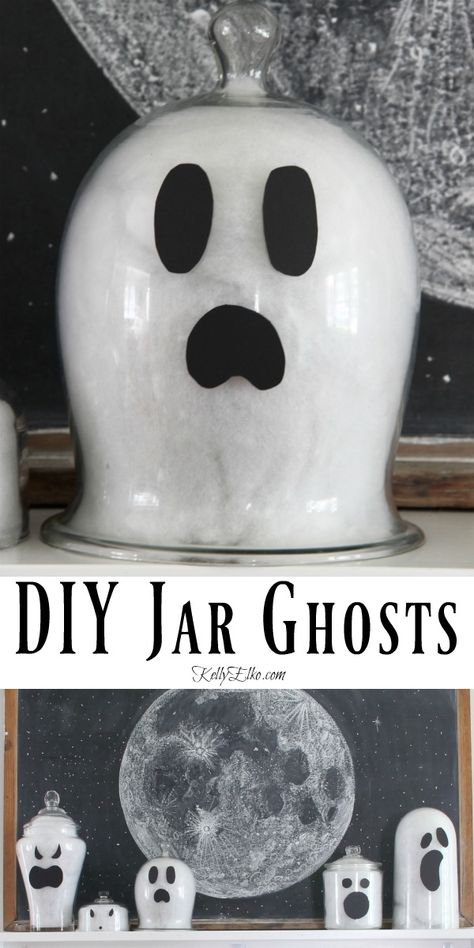 Halloween Decorations Indoor Ghost, Ghost Theme Decorations, Easy Halloween Decorations Diy Simple, Diy Ghost Centerpiece, Halloween Ghost Centerpiece, Mason Jar Ghosts, Diy Small Halloween Decorations, Ghost Theme Party Halloween Decorations, Ghost Baby Shower Centerpiece