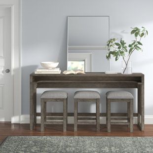 Console Table With Stools Underneath, Console Table With Seating, Table Behind Couch With Stools, Console With Stools, Sofa Table With Stools, Console Table With Stools, Table With Stools, Work Setup, Industrial Sofa