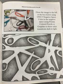 Engage your students in a dynamic exploration of negative space and value with this comprehensive worksheet bundle, perfect for a one-day sketchbook activity suitable for students at any level. This carefully curated bundle features three thought-provoking worksheets that will inspire creativity and critical thinking among your students. Assign all three or have each student do one to get a variety of finished pieces based on their choice. Encourage artistic exploration and understanding of negative space and value through a series of captivating exercises designed to enhance students' comprehension of these fundamental artistic concepts. With a focus on fostering a deep appreciation for the interplay between positive and negative space, as well as the nuances of value within artwork, this Negative Space Art Lesson, Sketchbook Activities, Value Art, Space Art Projects, Negative Space Art, Positive And Negative Space, High School Art Lessons, 8th Grade Art, Middle School Art Projects