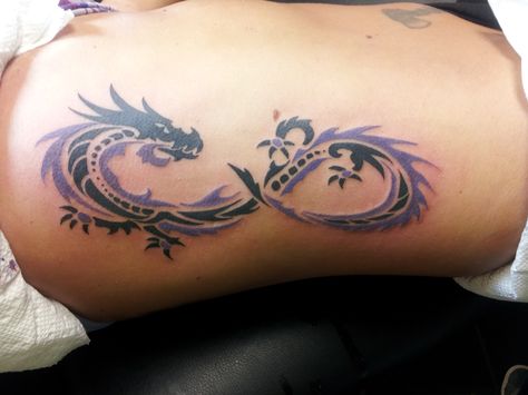 Infinity Dragon... when complete will have a saying with it too Infinity Dragon Tattoo, Dragon Infinity Tattoo, Dragon Infinity, Ant Tattoo, Celtic Dragon Tattoos, Infinity Tattoo Designs, Cute Couple Tattoos, Rainbow Tattoos, Dragon Tattoo For Women