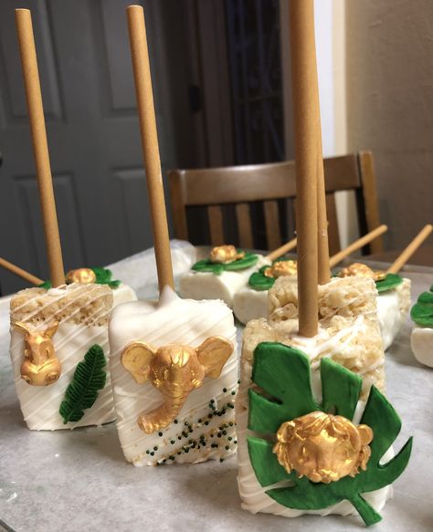 Wild One Rice Crispy Treats, Rice Krispie Treats Safari Theme, Safari Theme Rice Crispy Treats, Safari Pretzel Rods, Cake Pops Safari Theme, Safari Baby Girl, Chocolate Rice Krispies, Safari Baby Shower Boy, Safari Cookies