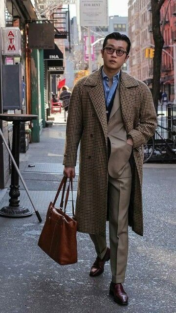 The Apotheosis of Wearing Big Outerwear | a little bit of rest Brown Check Coat Outfit, Brown Coat Outfit, Italy Outfits Men, Professor Aesthetic, Raglan Coat, Polo Coat, Overcoat Men, Tartan Men, Long Overcoat