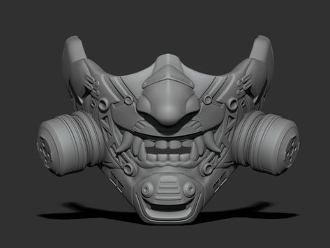 CYBER PUNK ONI MASK 3D PRINT, Md Nesar on ArtStation at https://www.artstation.com/artwork/ZGgaEN Mask 3d Print, Mascara Oni, Japanese Demon Mask, Japanese Demon, Demon Mask, Brown Hairstyles, Robot Costumes, Kitsune Mask, Unique Masks