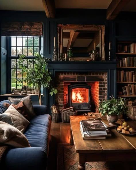 Bookshelves Around Fireplace, Decoration Ideas Living Room, Rustic Living Room Ideas, Brown Leather Couch Living Room, Scandinavian Nursery Decor, Living Room Decoration Ideas, Moody Living Room, Nursery Decor Woodland, Fireplace Bookshelves