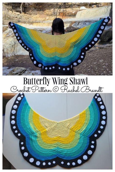 Wing Shawl, Crochet Butterfly Pattern, Crochet Unique, Poncho Crochet, Crochet Fairy, Crochet Shawl Pattern Free, Mode Crochet, Crochet Shawls And Wraps, Crochet Butterfly