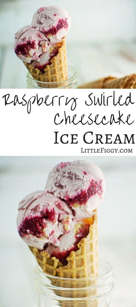 Stay cool with this absolute creamy Raspberry Swirled Cheesecake Ice Cream! Get the this tasty recipe at Little Figgy Food! Raspberry Ice Cream Recipe, Berry Board, Swirled Cheesecake, Frozen Recipes, Raspberry Swirl Cheesecake, Spring Dessert, Raspberry Ice Cream, Ice Cream Maker Recipes, Ice Scream