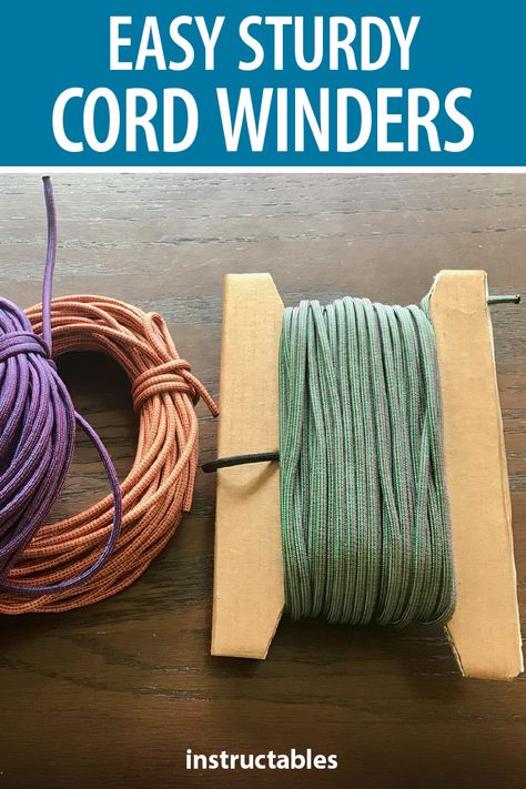 Use these easy, sturdy cardboard cord winders to keep your paracord and other string items stored and organized. #Instructables #upcycle #organization #supplies #tools Diy Cord Storage Ideas, Paracord Storage Ideas, Paracord Organization Ideas, Macrame Cord Storage Ideas, Upcycle Organization, Paracord Storage, Diy Cord Keeper, How To Measure Macrame Cord For A Project, Organization Supplies