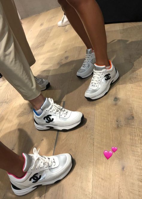 Chanel Sneakers Aesthetic, White Chanel Sneakers, Chanel Sneakers Outfit, Chanel Trainers, Elegant Shoes Heels, Chanel Sneakers, Fresh Shoes, Shoe Inspo, Aesthetic Shoes