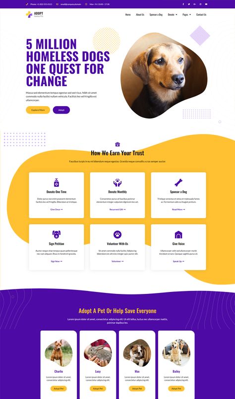 Adoption Service & Charity Elementor Template Kit Elementor Templates, Creative Website Design, Creative Website, Best Web Design, Site Design, Best Web, Pet Adoption, Design Template, Website Design