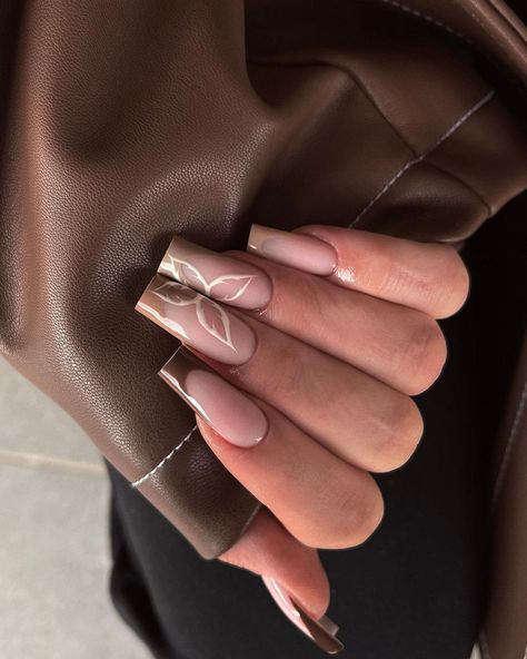 Bailarina Nails, Ongles Beiges, Ballerina Nails Designs, Beige Nails, Fall Acrylic Nails, Classy Acrylic Nails, Short Acrylic Nails Designs, Brown Nails, Fall Nail