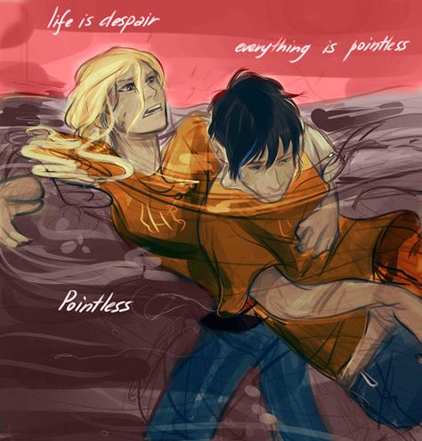 Day 26 most emotional moment in HoO: I would have to say when Percy and Annabeth fell into to tartarus and just their whole experience there. It was really depressing. But when they fell into the river that told them to give up it really showed Annabeth's love for Percy and I thought that was very powerful. Jason Piper And Leo Fanart, Percy Jackson Prophecy, Percy And Annabeth Reunion Fanart, Percy And Annabeth Falling Into Tartarus Fanart, Percabeth Reunion Fanart, Percy Jackson Piper And Jason, Percy Jackson Drawings, House Of Hades, Percy Jackson Comics