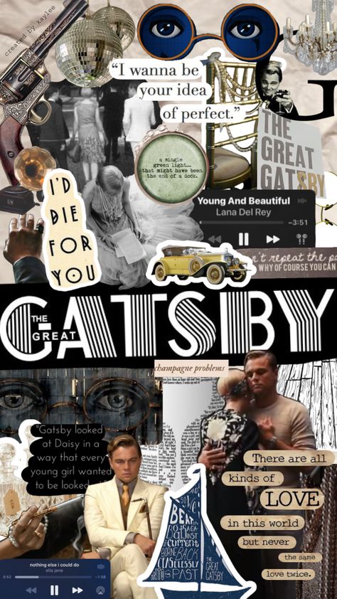 The Great Gatsby Collage, Great Gatsby Collage, The Great Gatsby Aesthetic Wallpaper, The Great Gatsby Aesthetic, Great Gatsby Project, 1920 Aesthetic, Gatsby Aesthetic, Movie Poster Project, Gatsby Movie