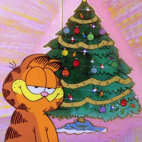 Garfield Christmas Pfp, Cartoon Christmas Aesthetic, Winter Cartoon Aesthetic, Garfield Christmas Wallpaper, Christmas Aesthetic Icon, Cute Christmas Pfp, Garfield Pfp, Christmas Pfp Aesthetic, Xmas Icons