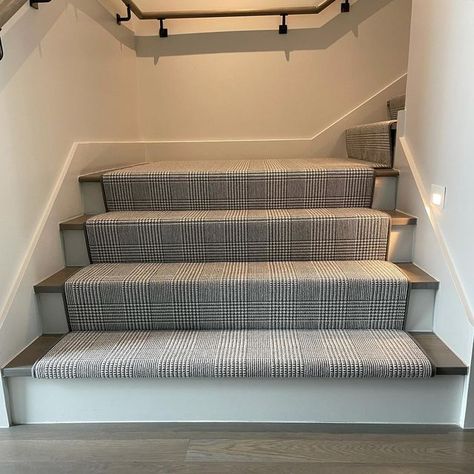 Alice Cottrell on Instagram: "AREN’T YOU PLAID? Back stair runner install shot at our Highland Park project. Design with @garyfranklinhatch #stair #hall #runner #carpet @missoni @starkcarpetdallas @starkcarpet #plaid #houndstooth #interiordesign #interiordesigner" Plaid Stair Runner Carpet, Houndstooth Stair Runner, Checkered Stair Runner, Plaid Stair Runner, Park Project, Build House, Stair Carpet, Hall Runner, Runner Carpet