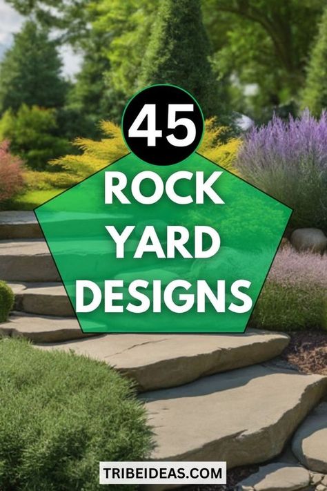 Embrace the beauty of the desert with a rock yard design inspired by arid landscapes. Use cacti, succulents, and drought-tolerant plants paired with desert rocks like sandstone and granite for a low-maintenance and water-wise garden. Rock Yard Landscape Ideas, Sloped Front Yard, Small Yard Design, Rock Pathway, Rock Yard, Mountainous Landscape, Landscape Rock, Waterwise Garden, Colorado Landscape