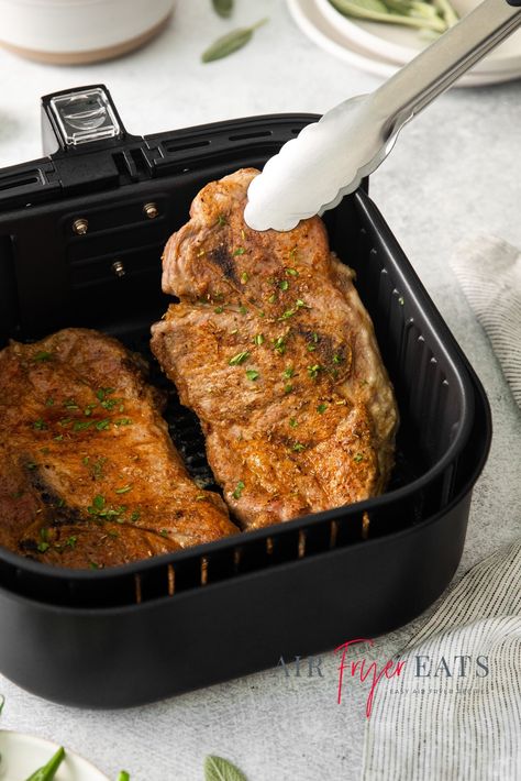 Air Fryer Pork Steaks Recipes, Airfryer Pork Steak, Air Fryer Pork Shoulder Steaks, Air Fried Pork Steaks, Pork Steak Air Fryer Recipe, Recipes Using Pork Steaks, Pork Shoulder Steak Recipes Air Fryer, Pork Shoulder Air Fryer Recipe, Air Fry Pork Steak