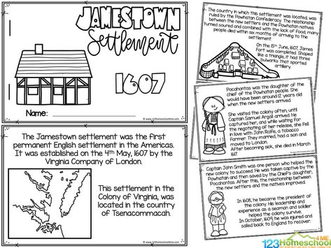 Jamestown Activities, 13 Colonies Activities, Worksheets 3rd Grade, Jamestown Colony, History Lessons For Kids, Diorama Kids, History Printables, History Worksheets, Teaching Third Grade