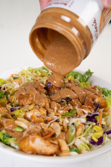 Peanut Butter Jar Dressing | 12 Tomatoes Peanut Butter Jar Dressing, Peanut Butter Jar Sauce, Peanut Sauce From Peanut Butter Jar, Leftover Peanut Butter Jar Sauce, Raw Veggie Recipes, Cheesecake Factory Salads, Peanut Butter Salad Dressing, Peanut Salad Dressing, Peanut Butter Dressing